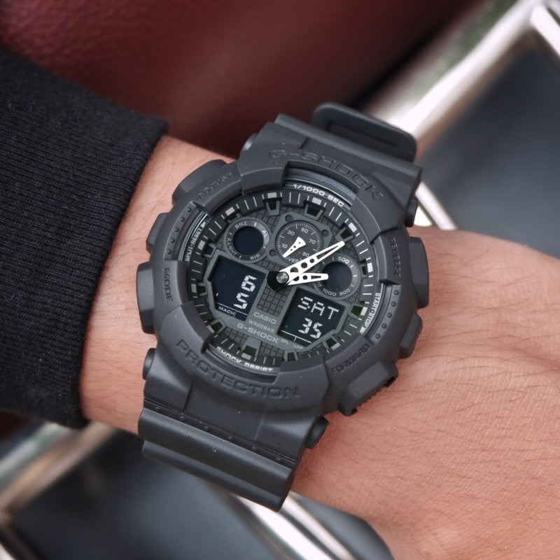 GA-100-1A1DR - Casio G-Shock Men's Digital Casual Sports Watch with Rubber Strap