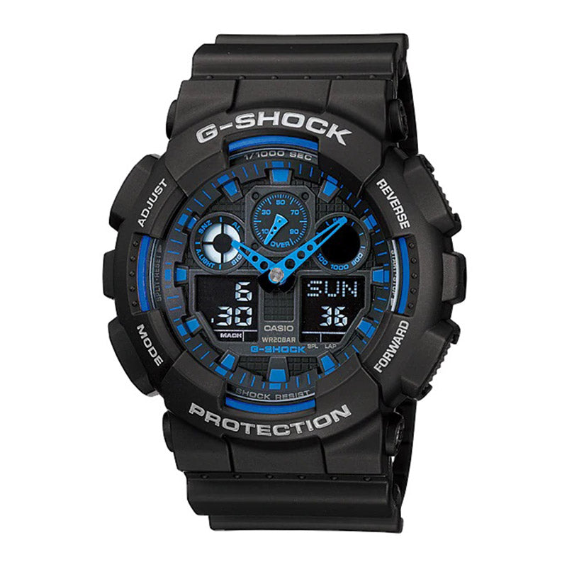 GA-100-1A2DR - ساعة يد كاسيو جي شوك ديجيتال رياضية كاجوال بسوار مطاط للرجال