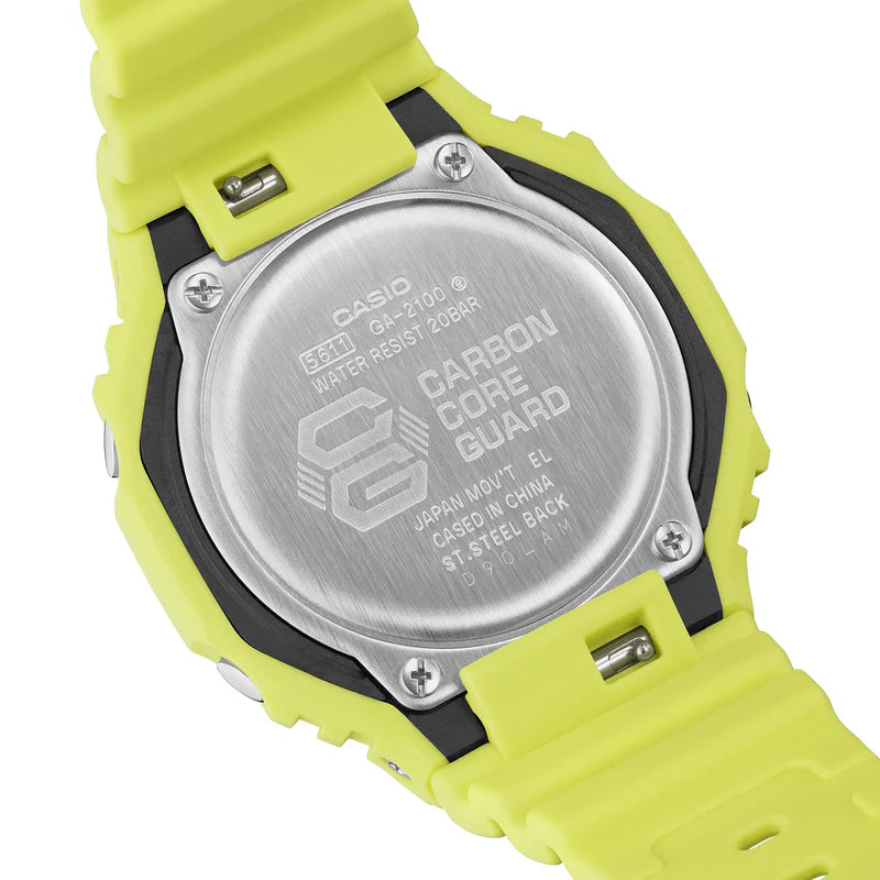 GA-2100-9A9DR - ساعة يد كاسيو جي شوك ديجيتال رياضية كاجوال بسوار رزين للرجال