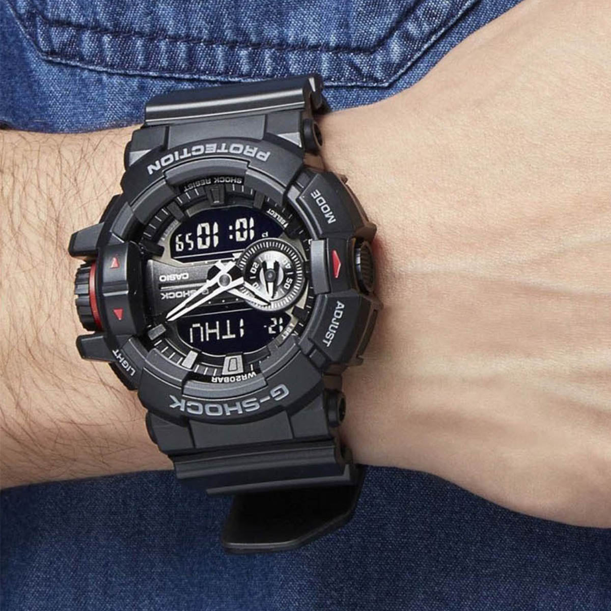 GA-400-1BDR – Casio G-Shock Men's Analog-Digital Black Watch with Resin Strap and Rotary Switch

