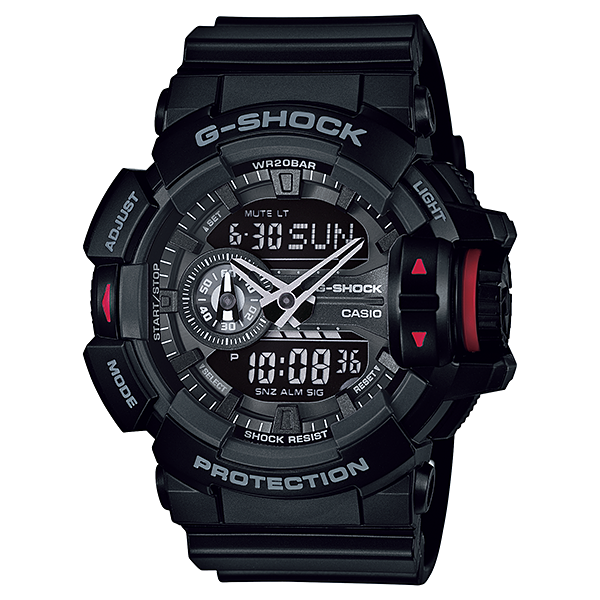 GA-400-1BDR – Casio G-Shock Men's Analog-Digital Black Watch with Resin Strap and Rotary Switch

