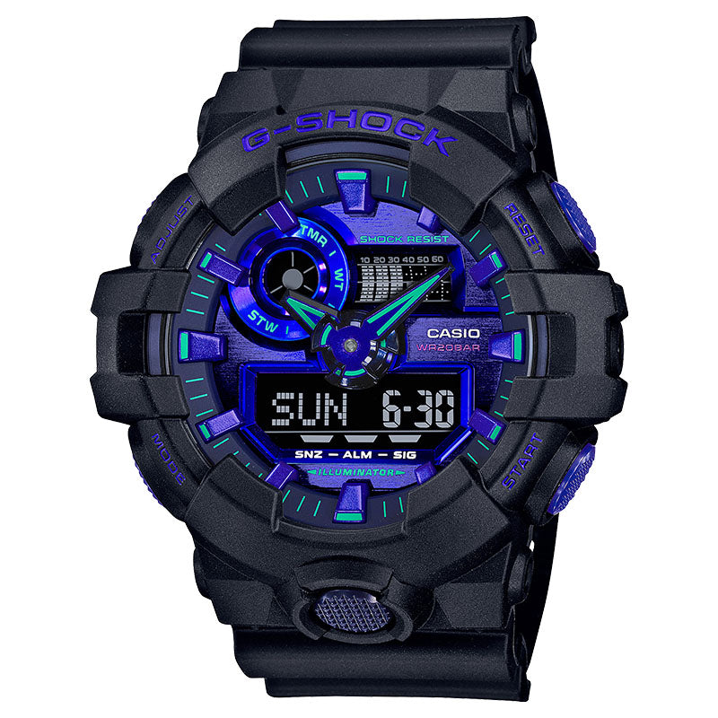 GA-700VB-1ADR - ساعة يد كاسيو جي شوك ديجيتال رياضية كاجوال بسوار رزين للرجال