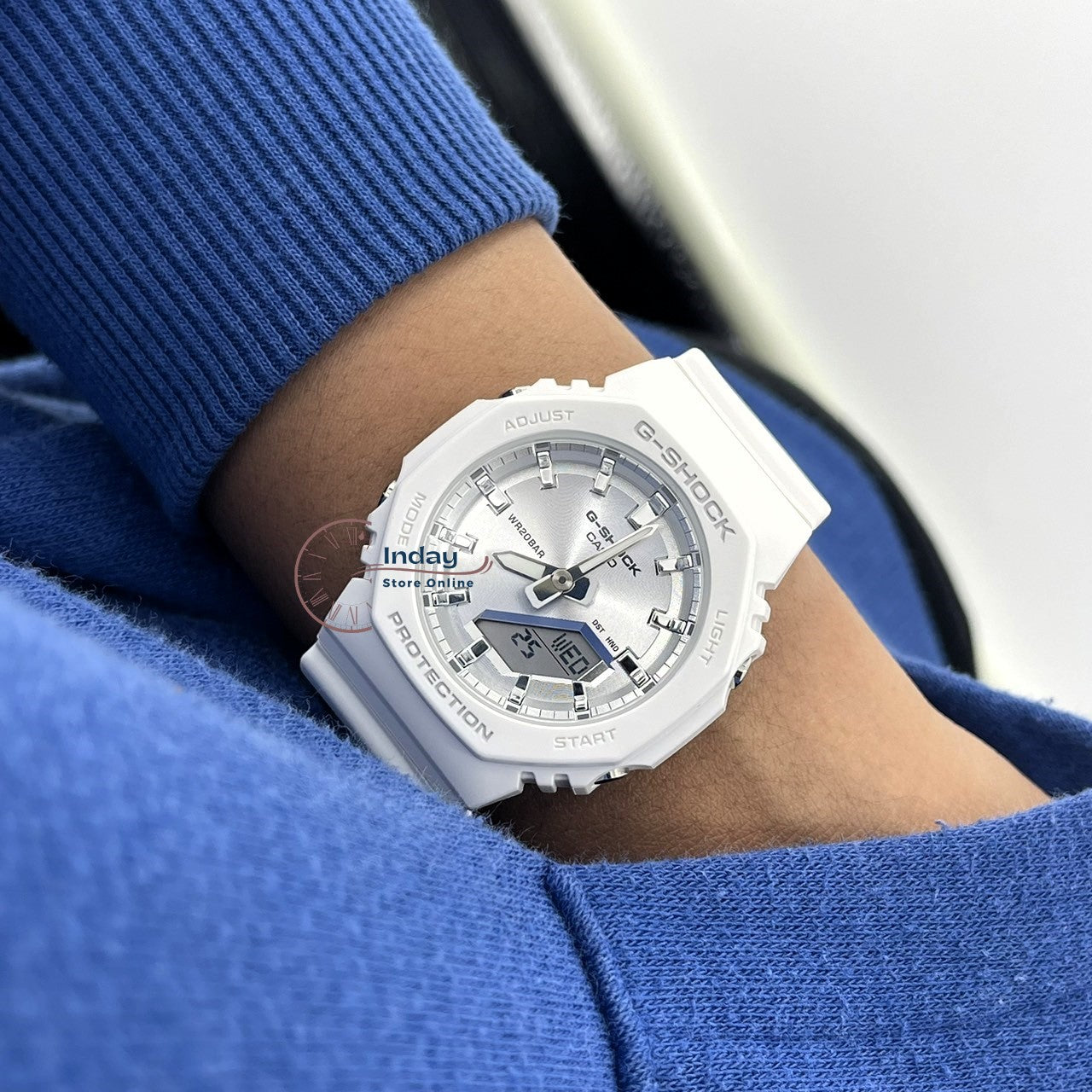 GMA-P2100VA-7ADR – Casio G-Shock Women’s Analog-Digital White Watch with Colorful Artistic Accents
