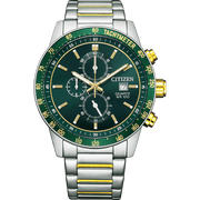 Citizen Quartz Men's Watch with Silver Stainless Steel Bracelet and Green Dial AN3689-55X