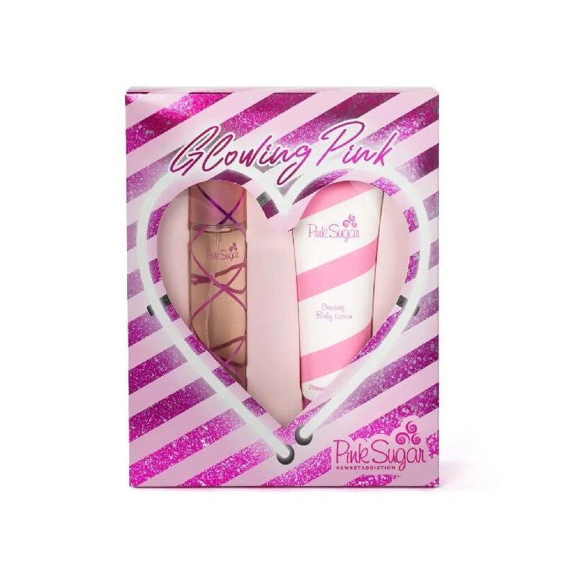 "AQUOLINA PINK SUGAR GLOWING PINK SWEET ADDICTION (W) SET EDT 100ML + BL  250ML"