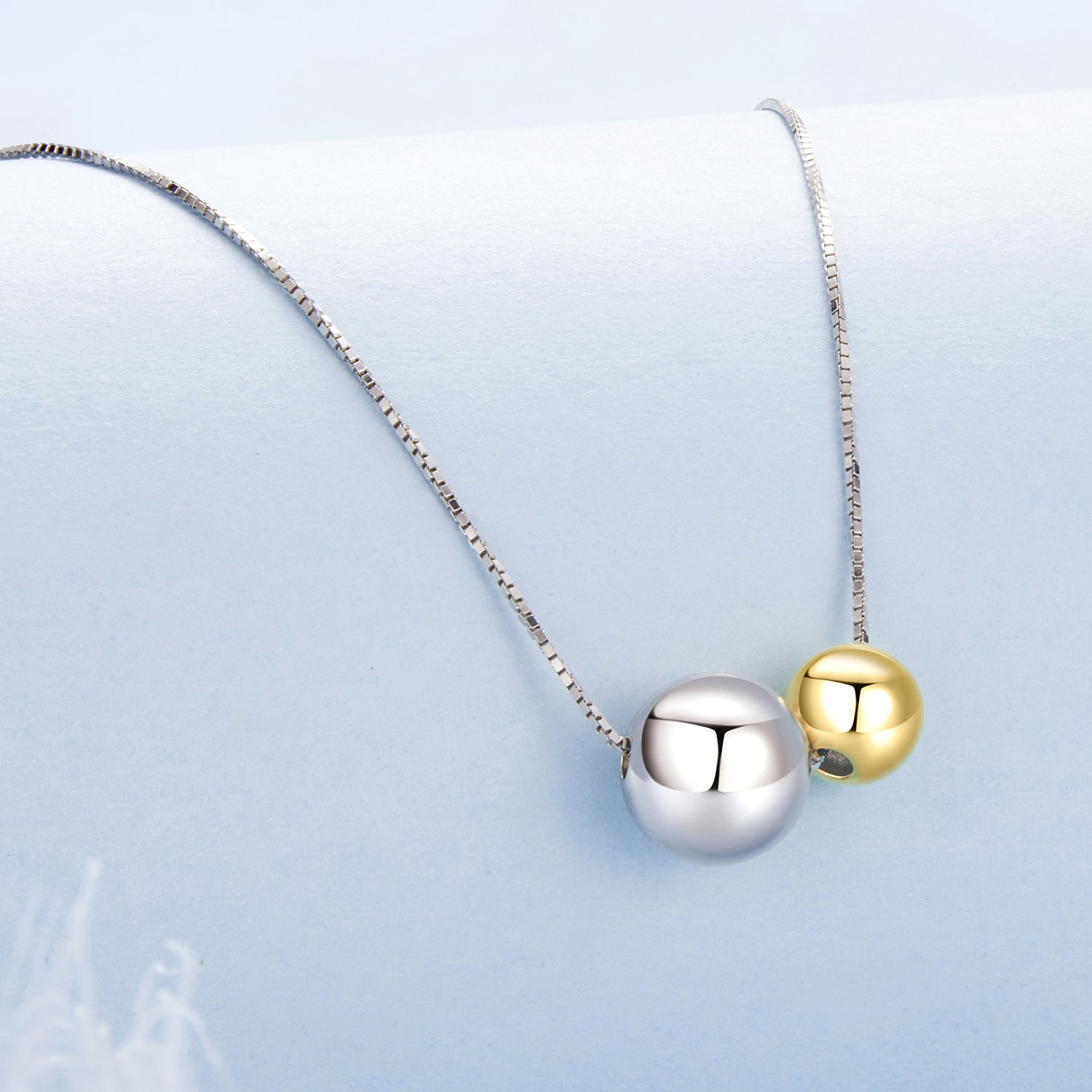 Dual Sphere 925 Silver Necklace