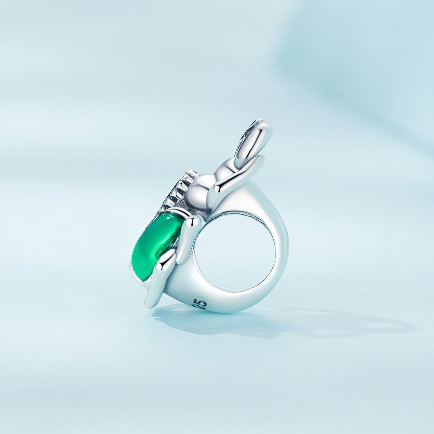 دلاية خنفساء فضة عيار 925 بحجر أزرق لامع