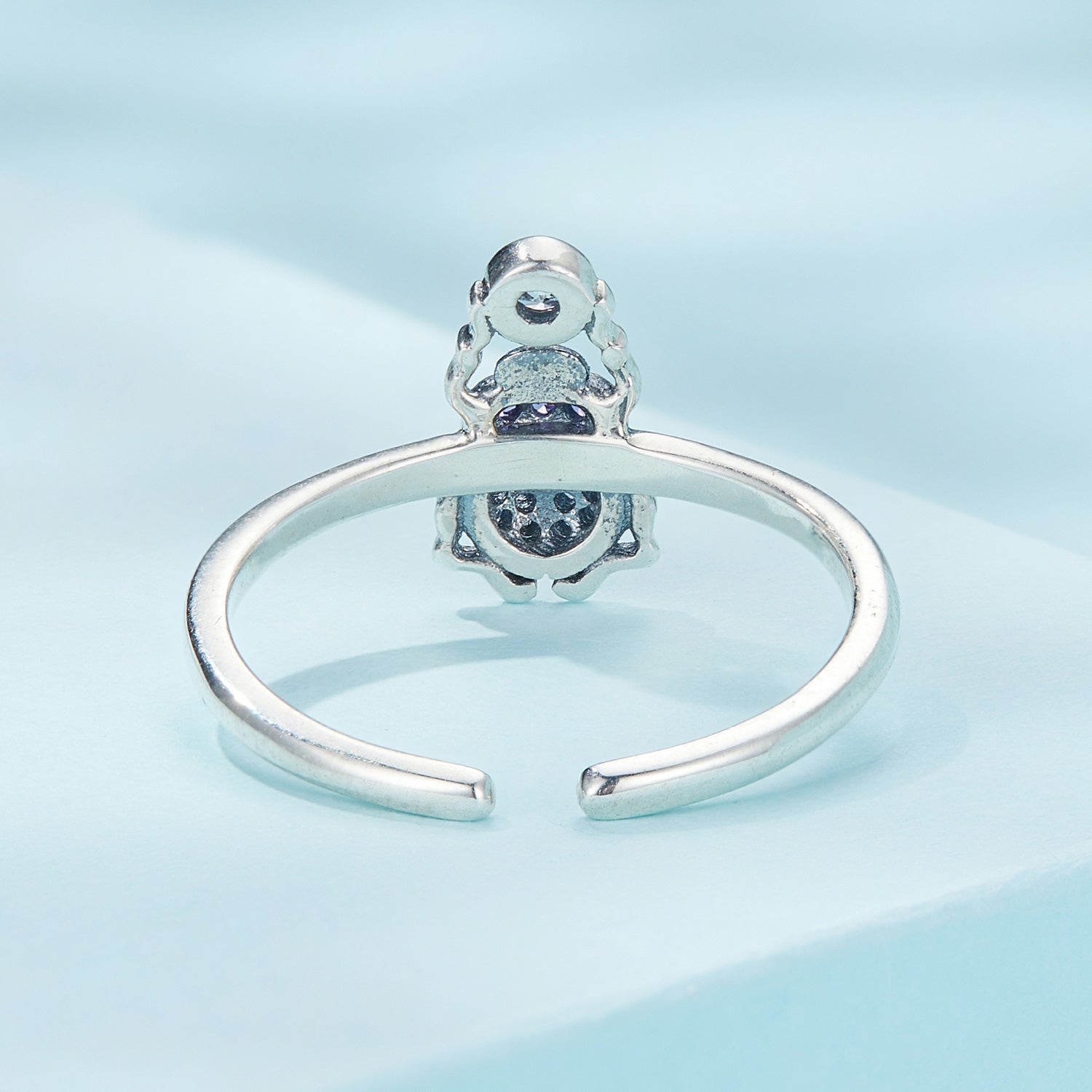 925 Silver Beetle Ring Adorned with Stones