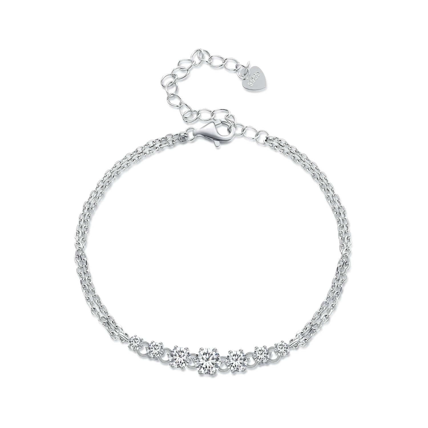 925 Sterling Silver Graduated Zircon Bracelet