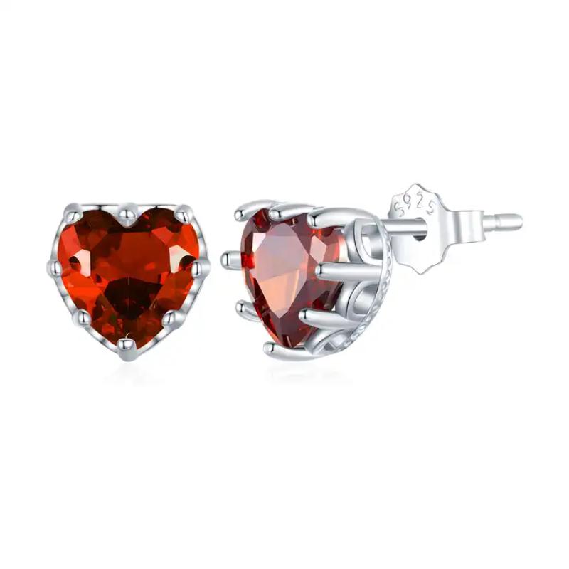BSE736-1 - 925 Sterling Silver Heart-Shaped Zircon Studded Earrings