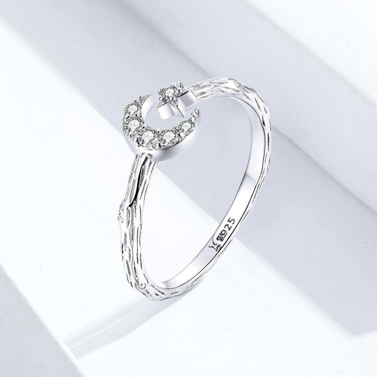 Moon and Star Ring – 925 Silver