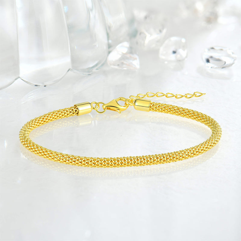Gold-Plated 925 Silver Mesh Bracelet