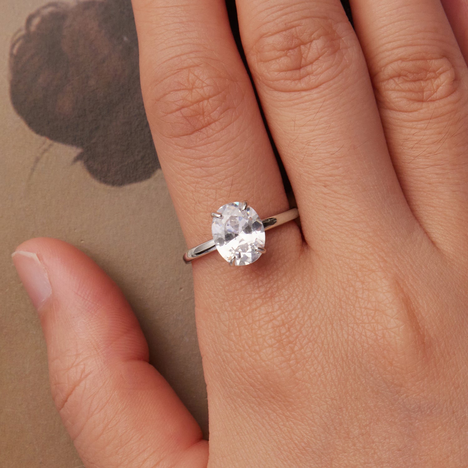 خاتم فص بيضاوي فضة عيار 925