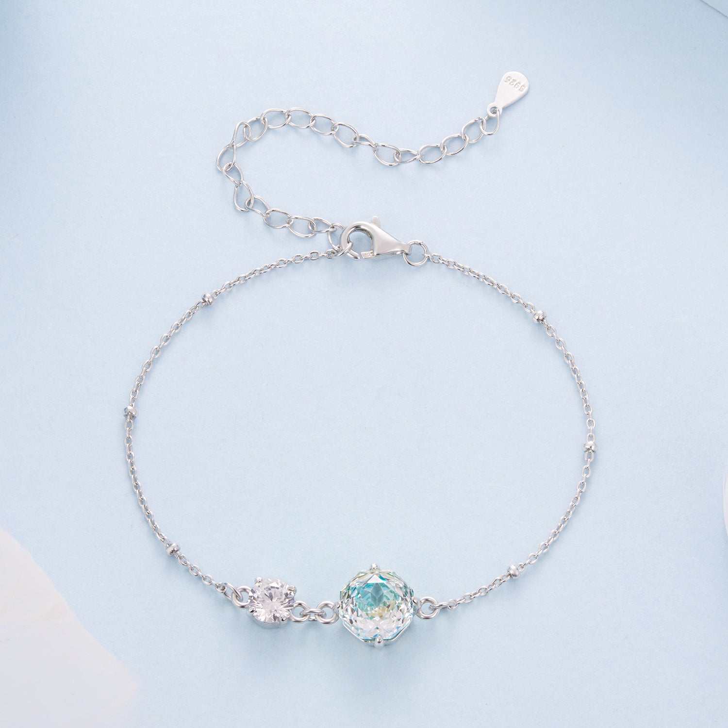 925 Sterling Silver Round Stone Bracelet