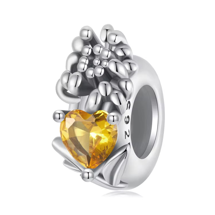 دلايه فضة 925 قلب يرمز لحجر كل شهر