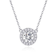 Elegant Round 925 Silver Necklace Studded with Sparkling Stones