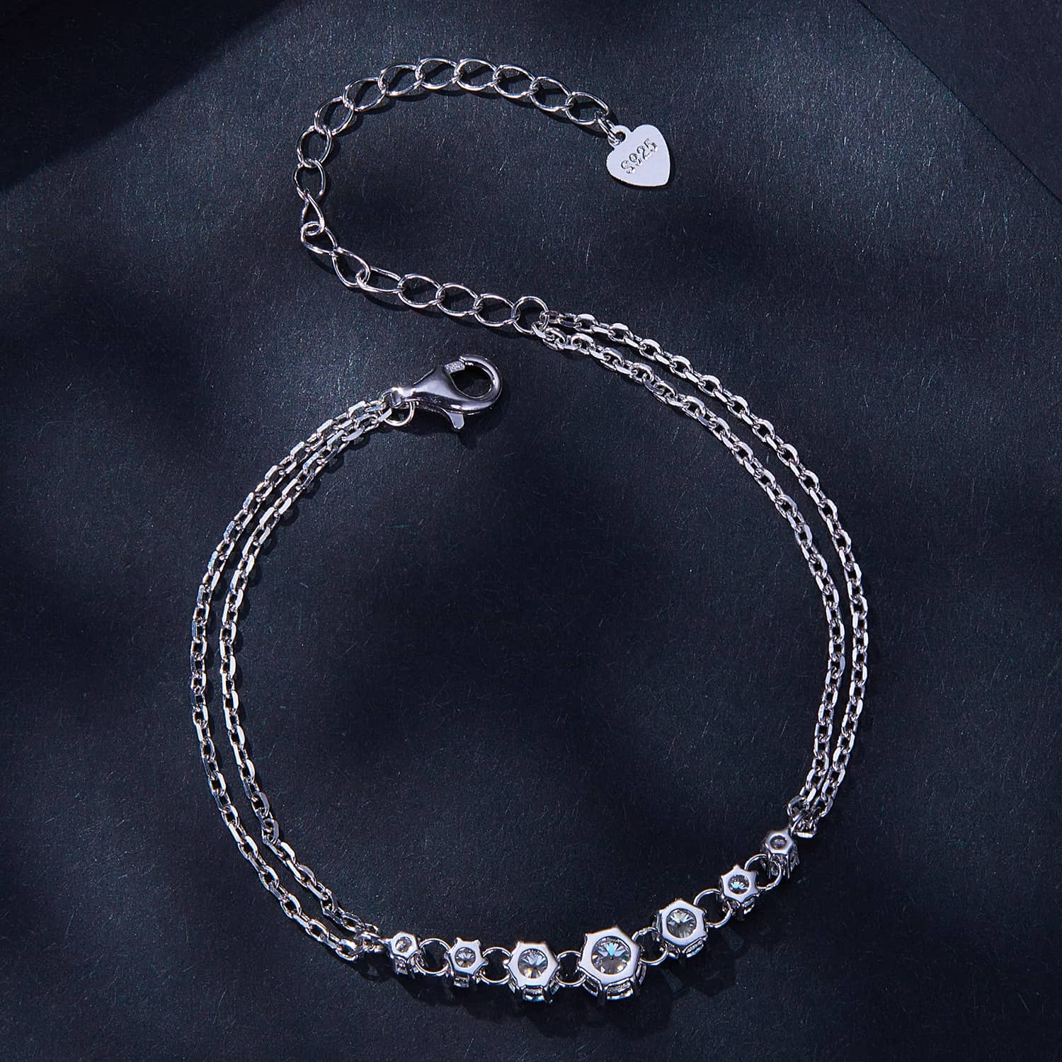 925 Sterling Silver Graduated Zircon Bracelet