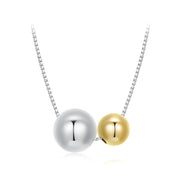 Dual Sphere 925 Silver Necklace