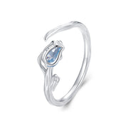 Blue Tulip Flower Ring – 925 Silver