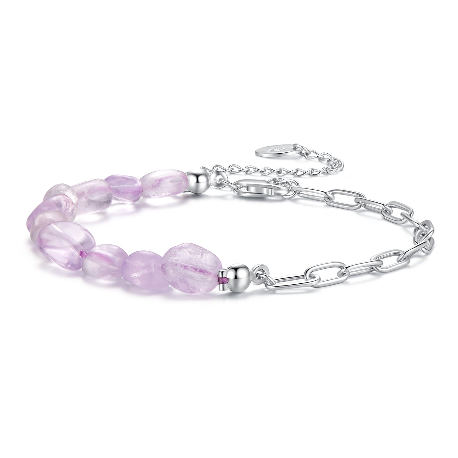 Natural Purple Stone Bracelet with Modern Design – 925 Silver