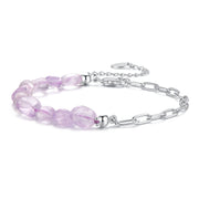 Natural Purple Stone Bracelet with Modern Design – 925 Silver