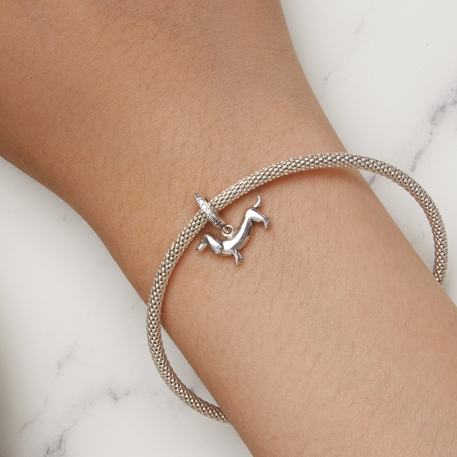 Dachshund Dog 925 Silver Bracelet Charm
