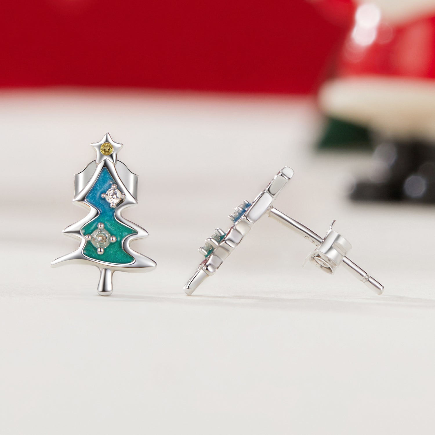 “Colorful Crystal Tree” 925 Silver Earrings