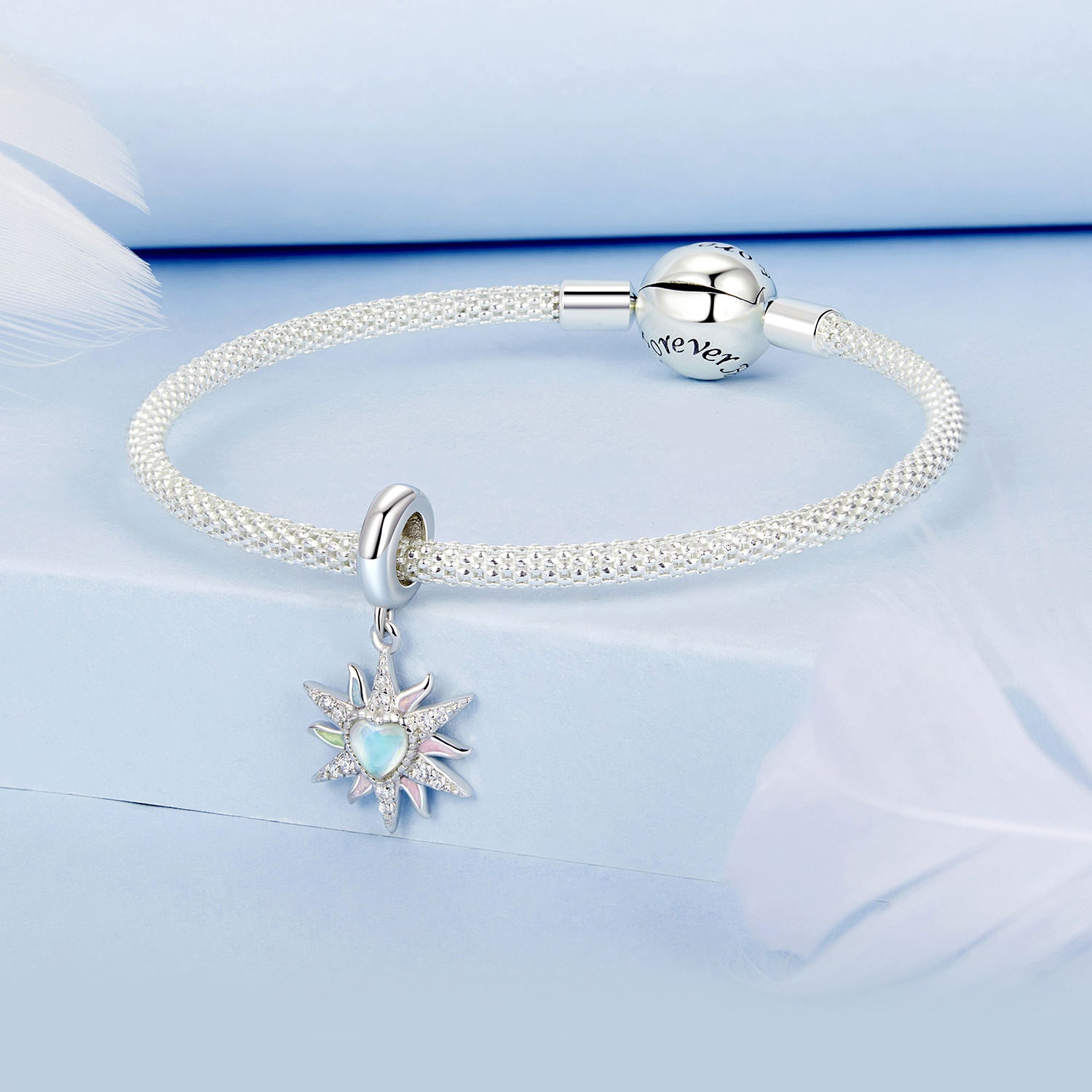 دلاية انسيال الشمس الملونه فضة عيار 925 مرصعه بالزركون