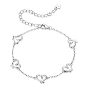 925 Sterling Silver Open Heart Bracelet