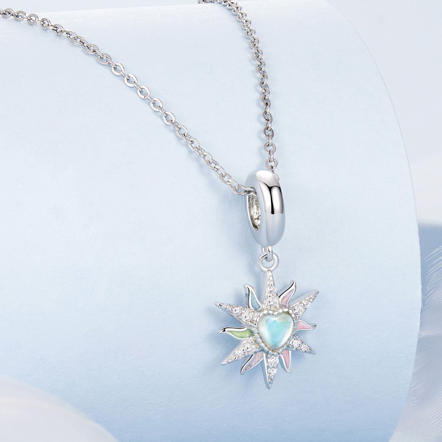 دلاية انسيال الشمس الملونه فضة عيار 925 مرصعه بالزركون