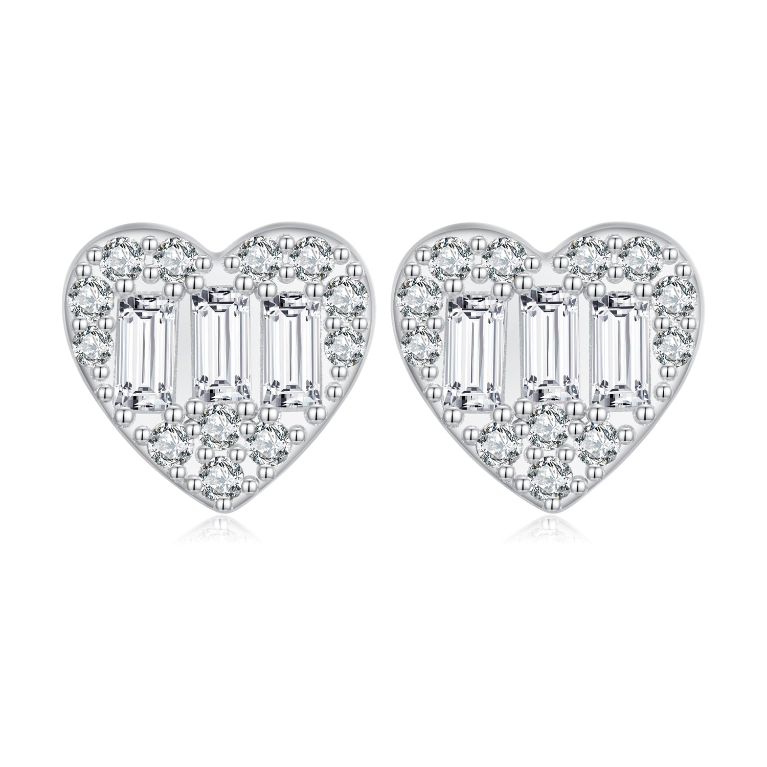 925 silver heart earrings with sparkling stones