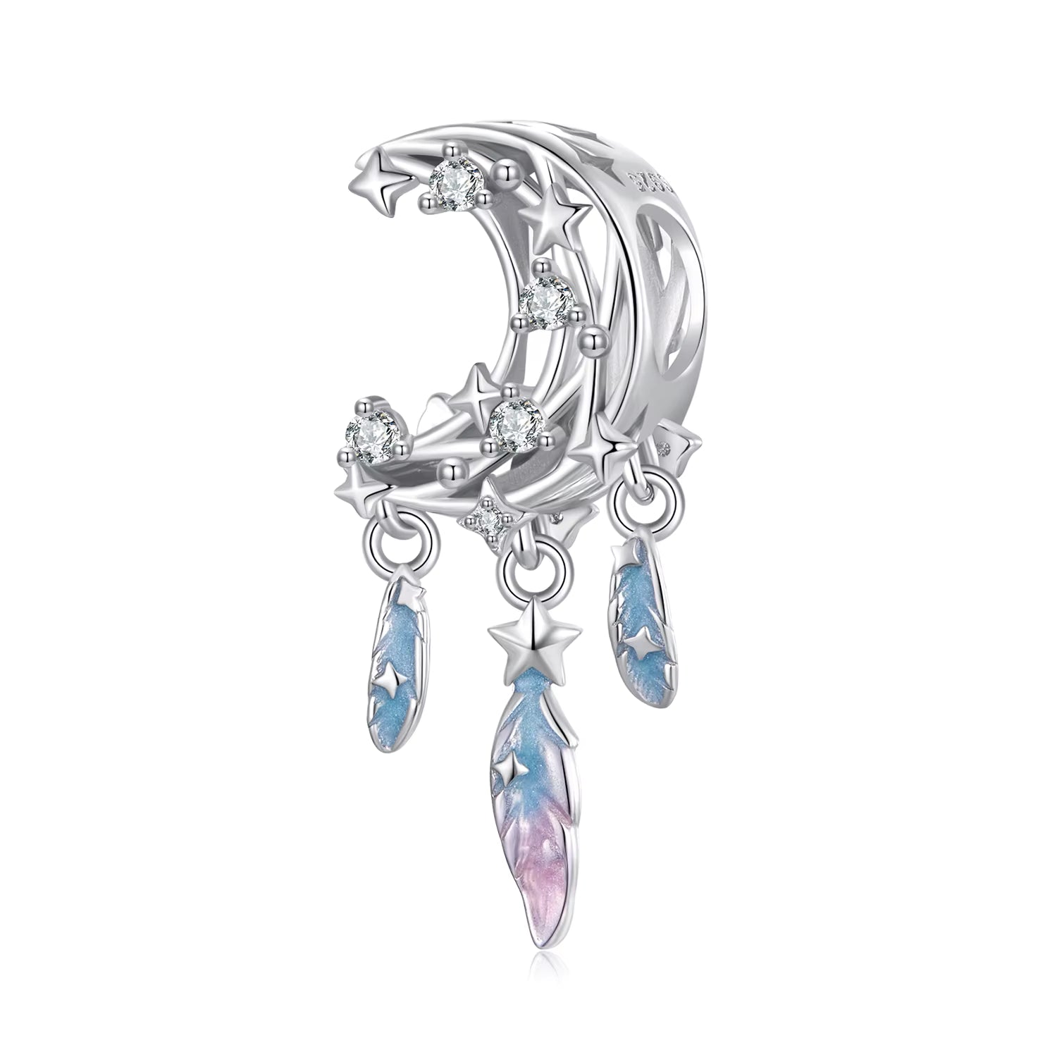 دلاية فضة 925 شكل دريم كاتشر بتصميم القمر والنجوم