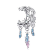 دلاية فضة 925 شكل دريم كاتشر بتصميم القمر والنجوم