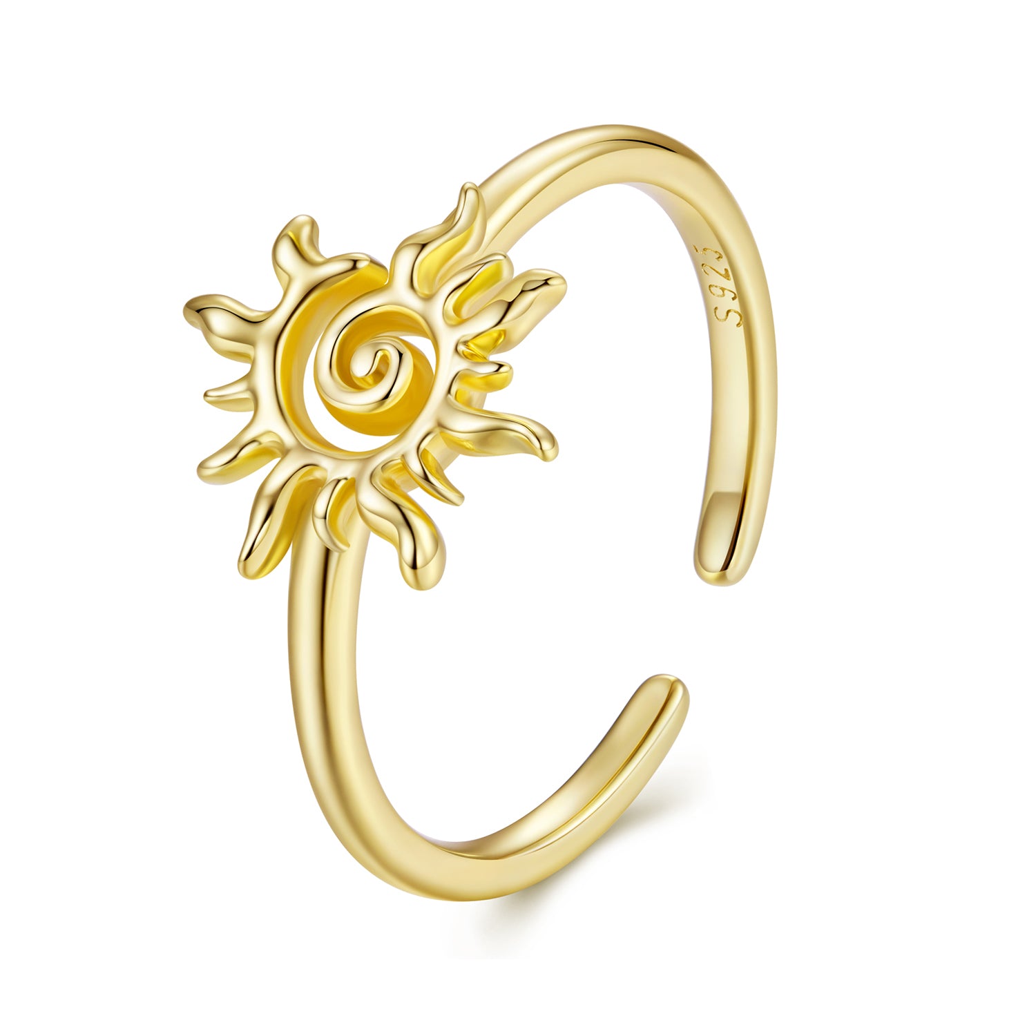 خاتم شمس مطلية ذهب فضة عيار 925