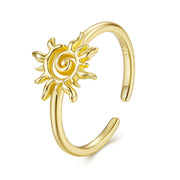 Gold-plated sun ring, 925 sterling silver
