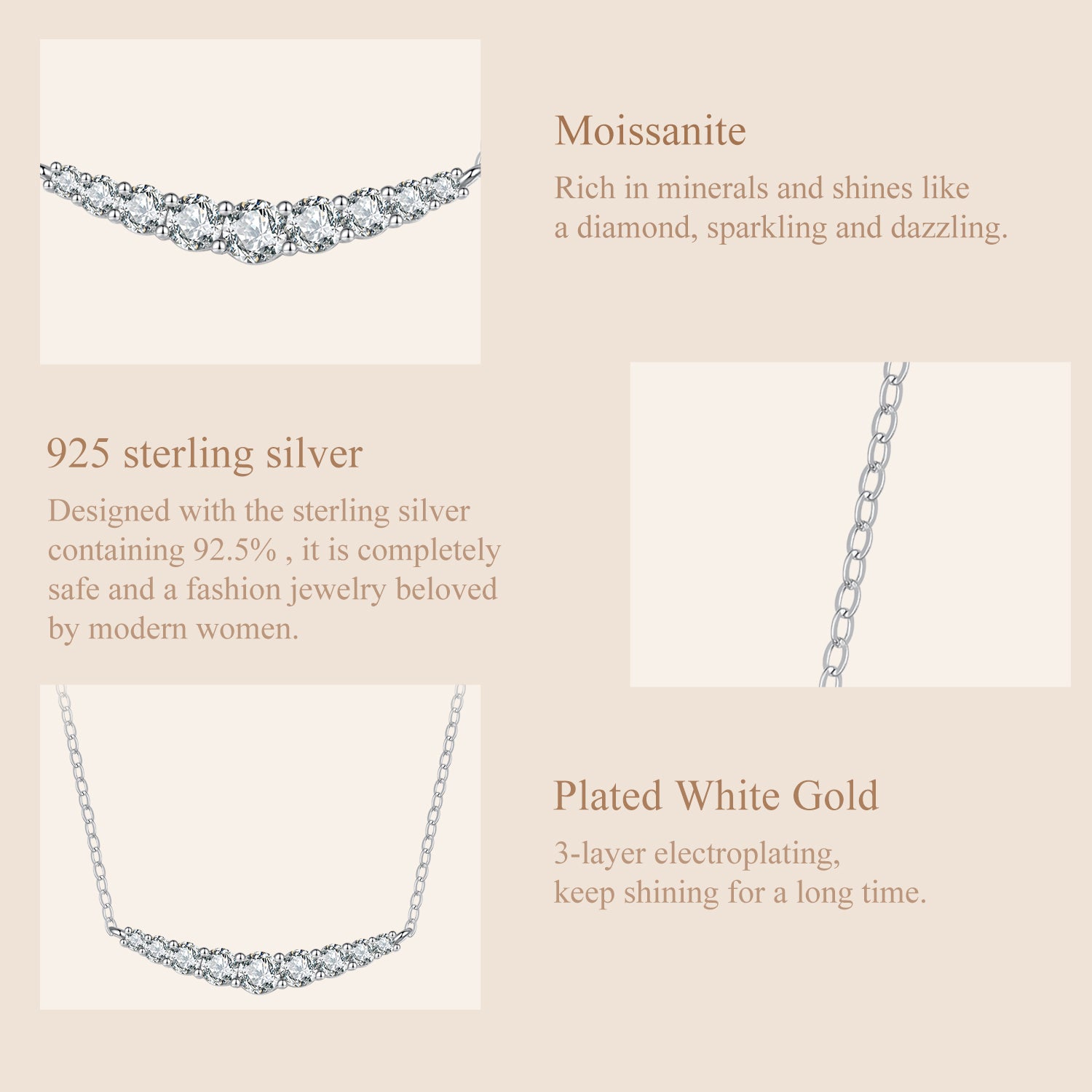 Moissanite Stone 925 Silver Necklace