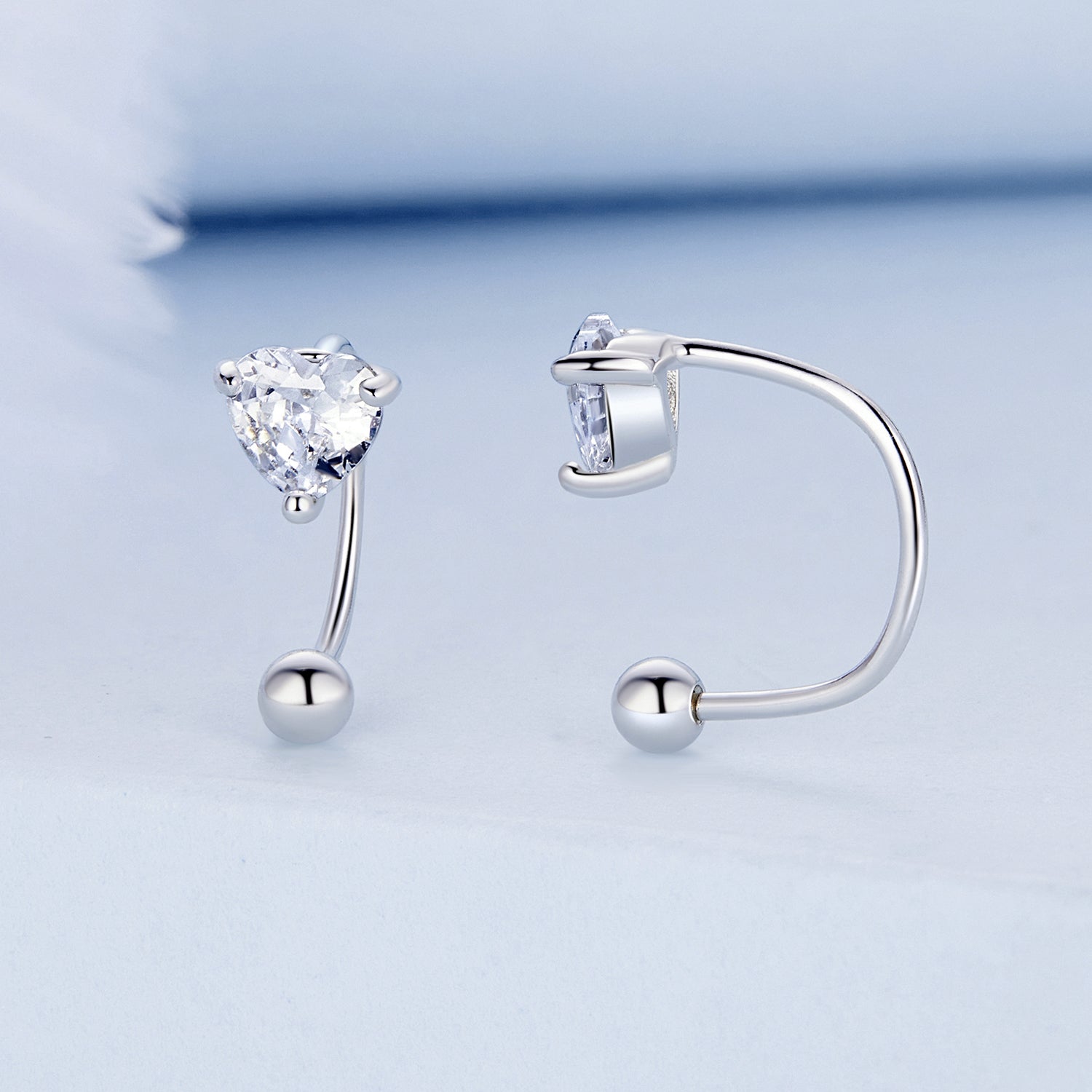 925 Silver Heart U Earring