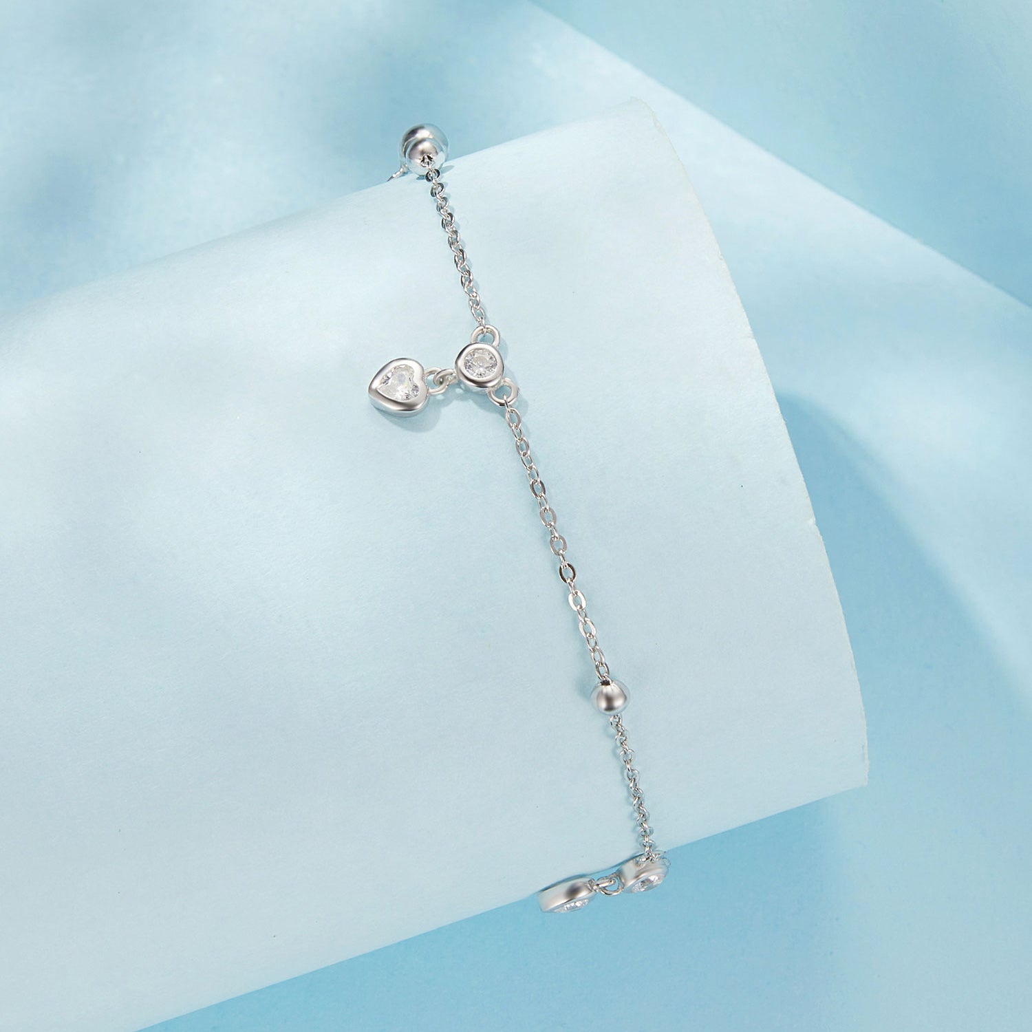 Dangling Hearts 925 Silver Anklet