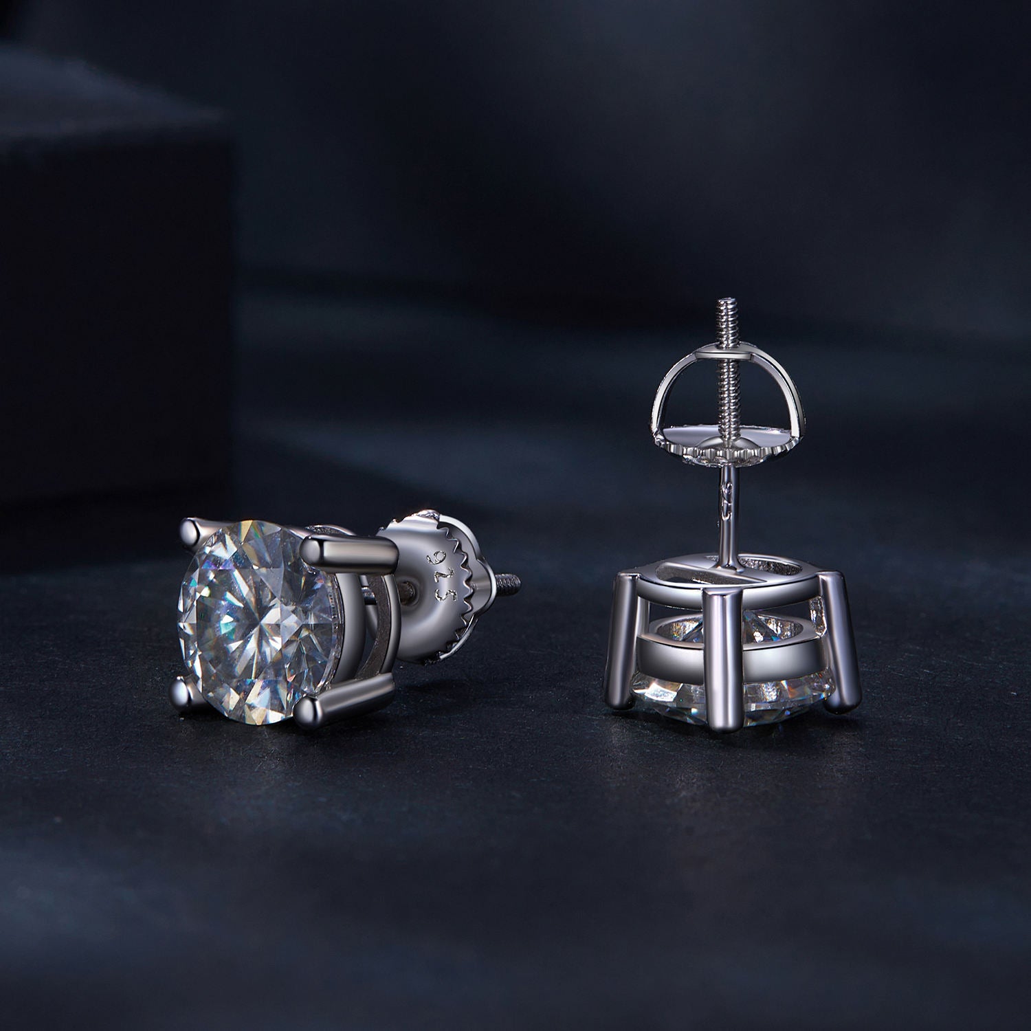 حلق فضة عيار 925 بفص زركون أنيق