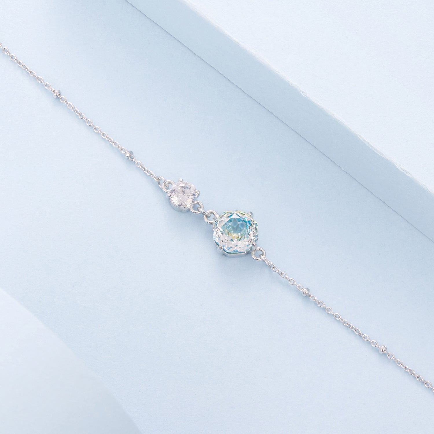 925 Sterling Silver Round Stone Bracelet