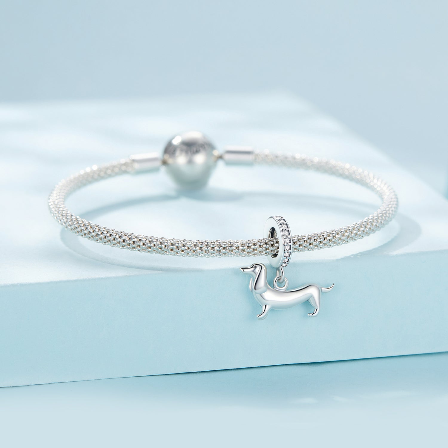 Dachshund Dog 925 Silver Bracelet Charm