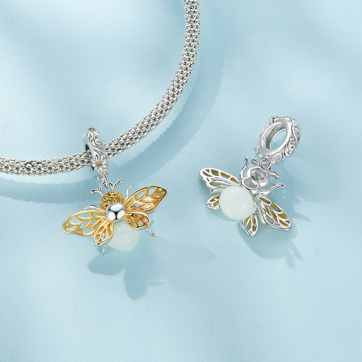 Glow Bee 925 Silver Bracelet Charm