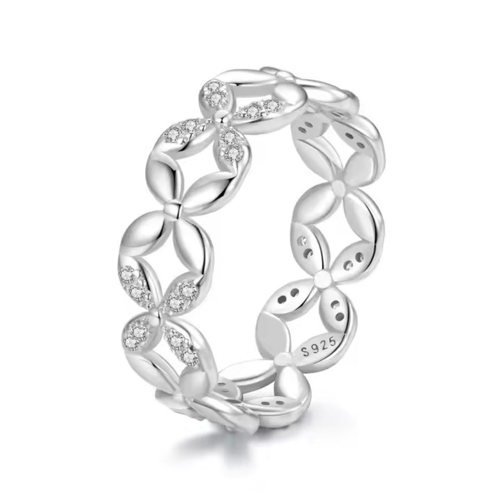 Zircon Flower 925 Silver Ring