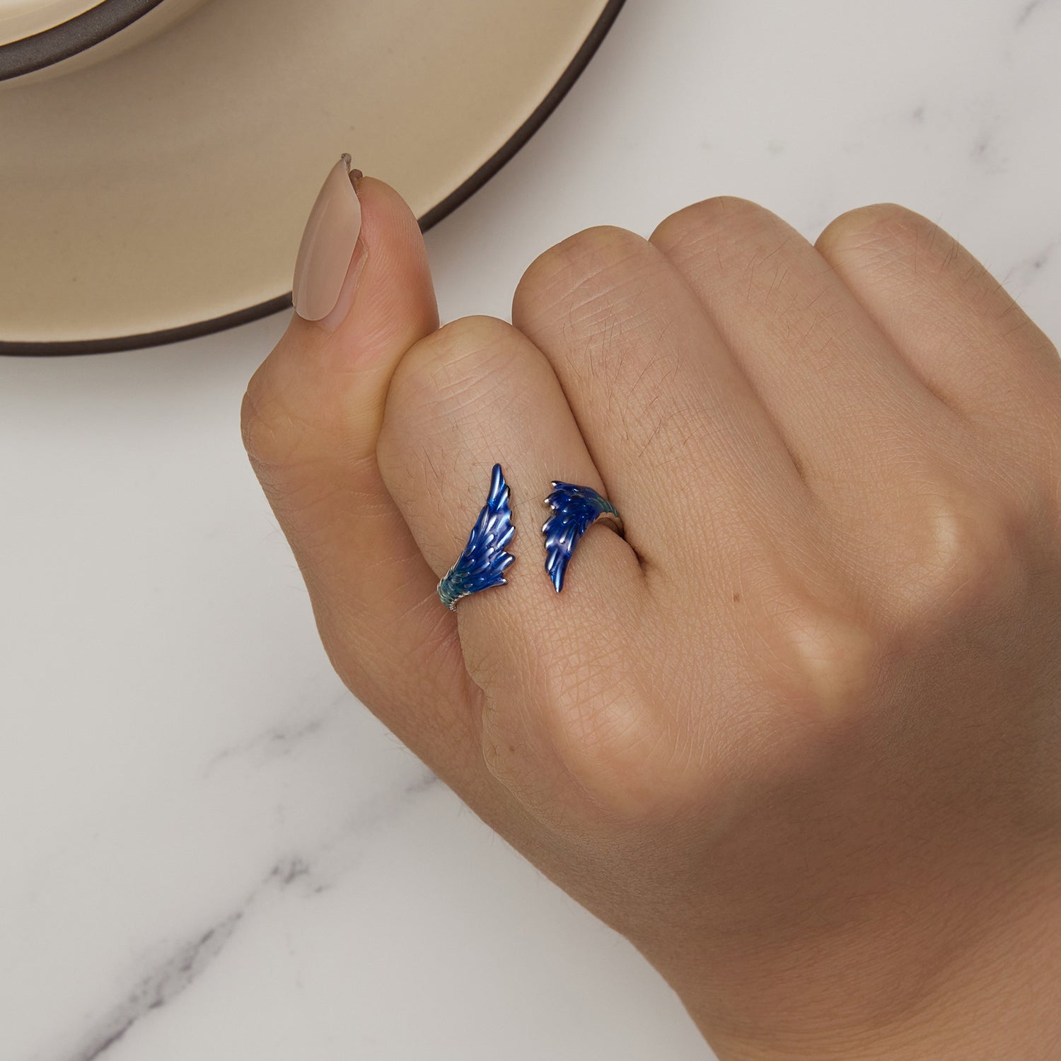 خاتم أجنحة ملونة - فضة 925