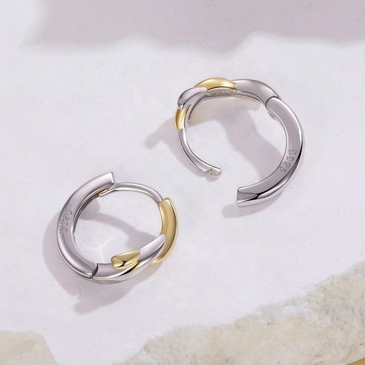 925 silver two-tone (silver and gold) earrings