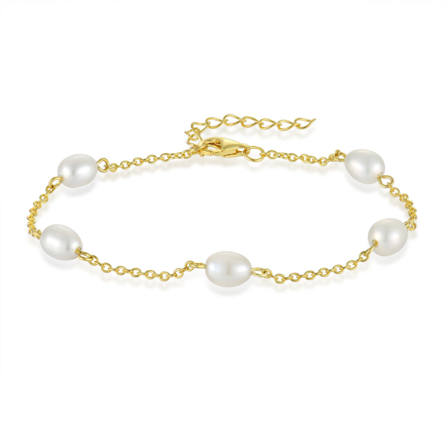 إنسيال لؤلؤ بسيط وراقي فضة عيار 925 مطلي ذهب