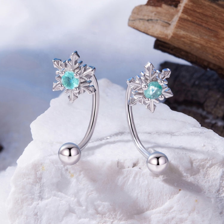 “Blue Snowflake” 925 Silver Earrings
