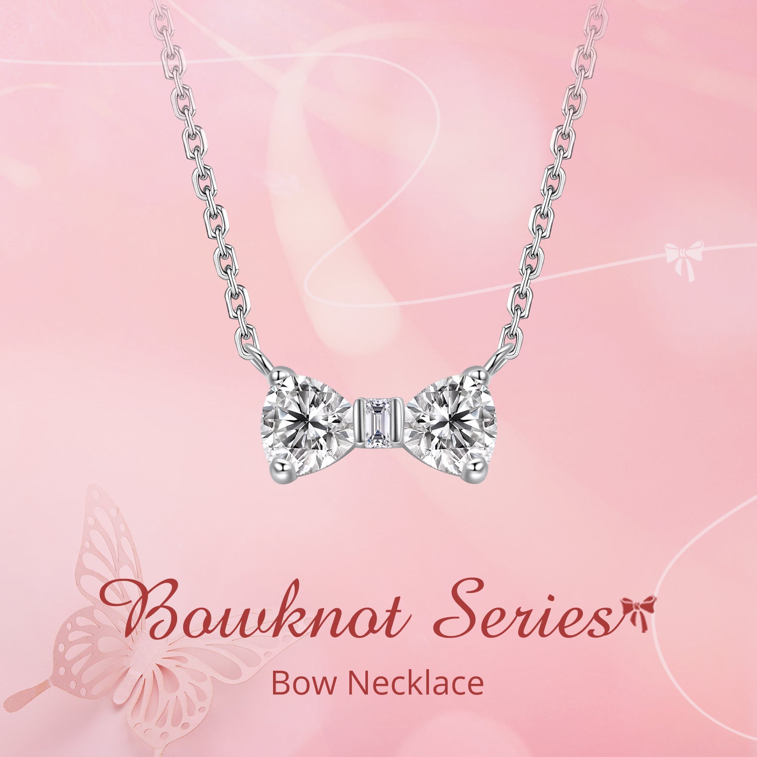 925 Silver Sparkling Bow Necklace