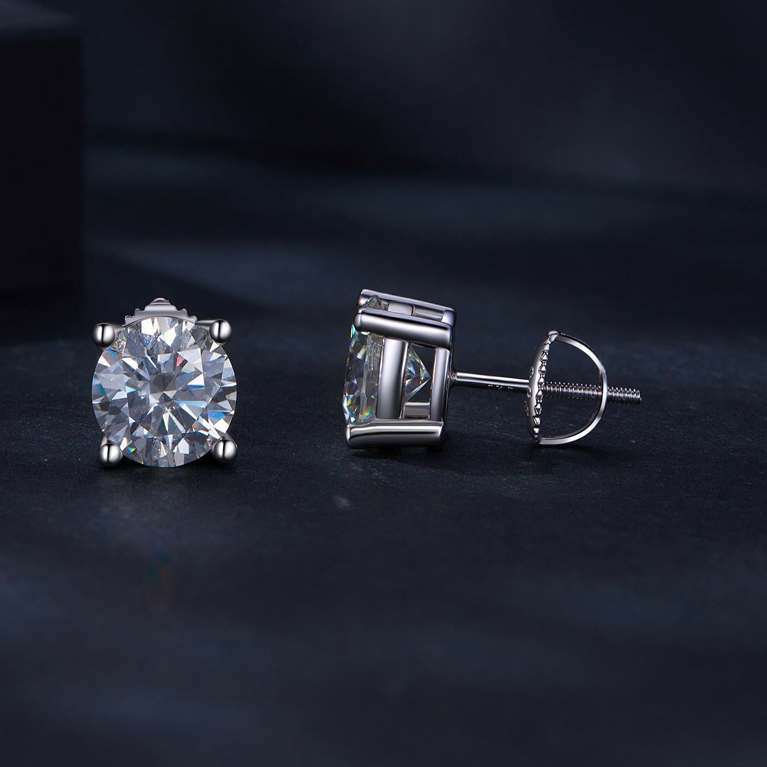 حلق فضة عيار 925 بفص زركون أنيق