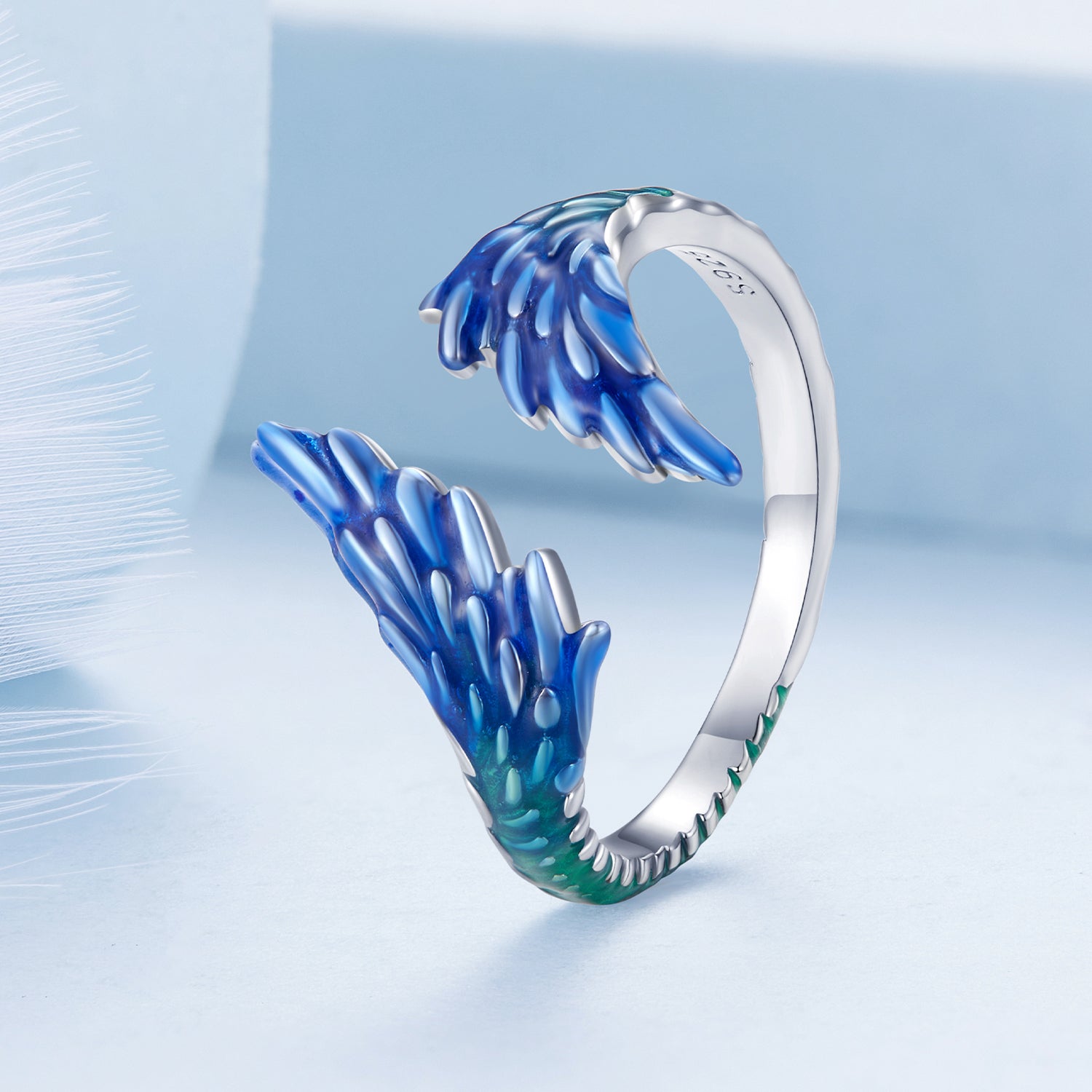 خاتم أجنحة ملونة - فضة 925